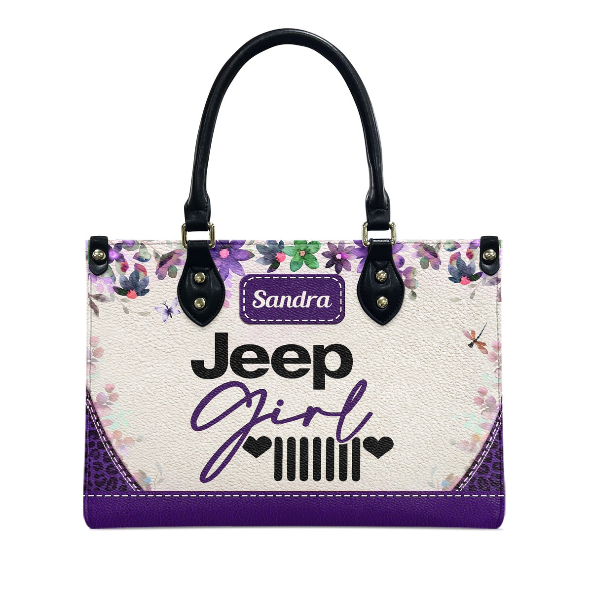 Personalized Jeep Girl Heart Grille Leather Handbag TN2407261606