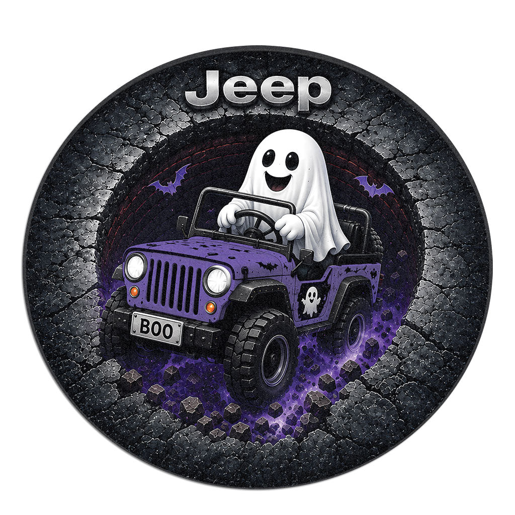 Jeep Halloween Ghost 3D Illusion Round Rug-DN2808261040