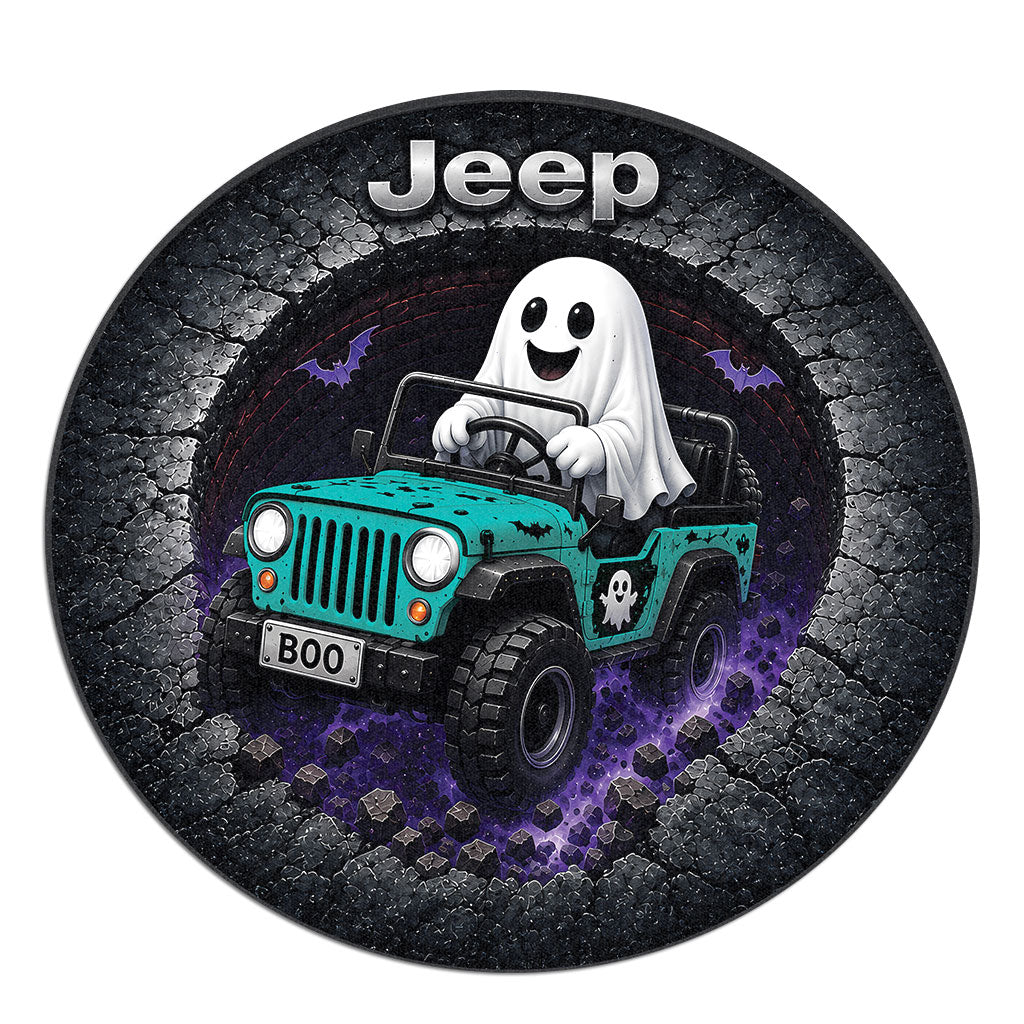 Jeep Halloween Ghost 3D Illusion Round Rug-DN2808261040