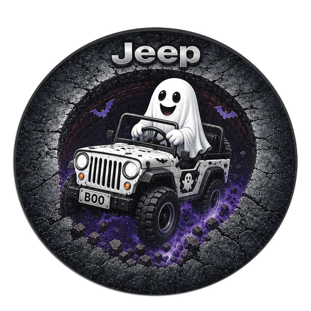 Jeep Halloween Ghost 3D Illusion Round Rug-DN2808261040
