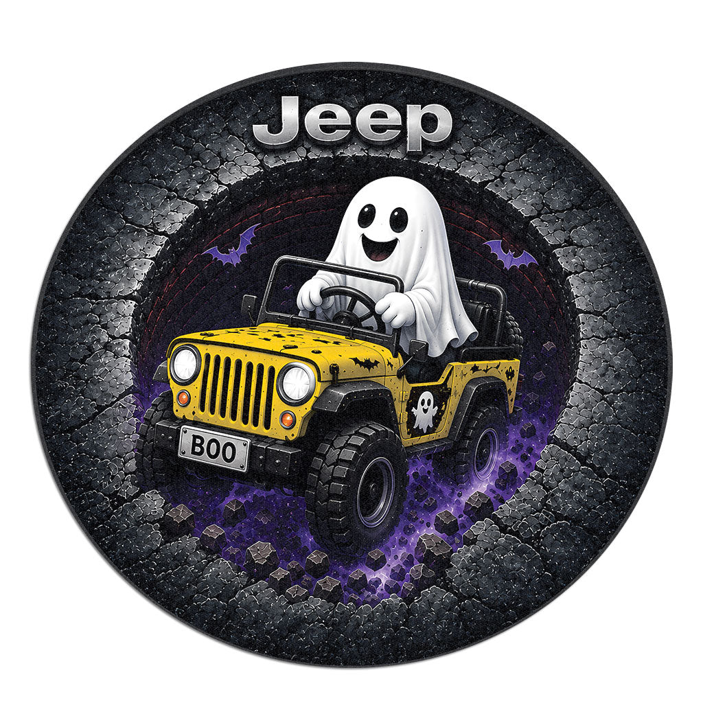 Jeep Halloween Ghost 3D Illusion Round Rug-DN2808261040