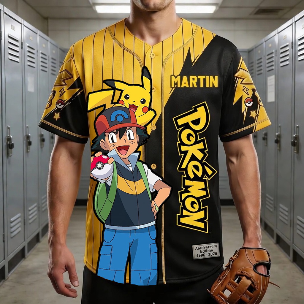 PoMo Celebrate 30 Years Of Catching Them All - Personalized Baseball Jersey For Kids, Adult - Anniversary Gift For Movie Fans HH01