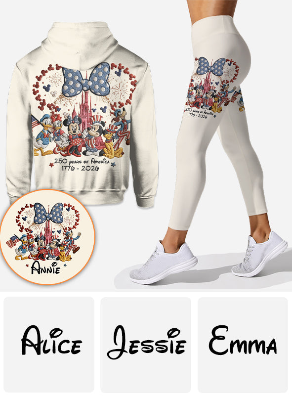 MkMo 250 Years American Mouse - Personalized Hoodie And Leggings - Gift For Her, Movie Fans BA01