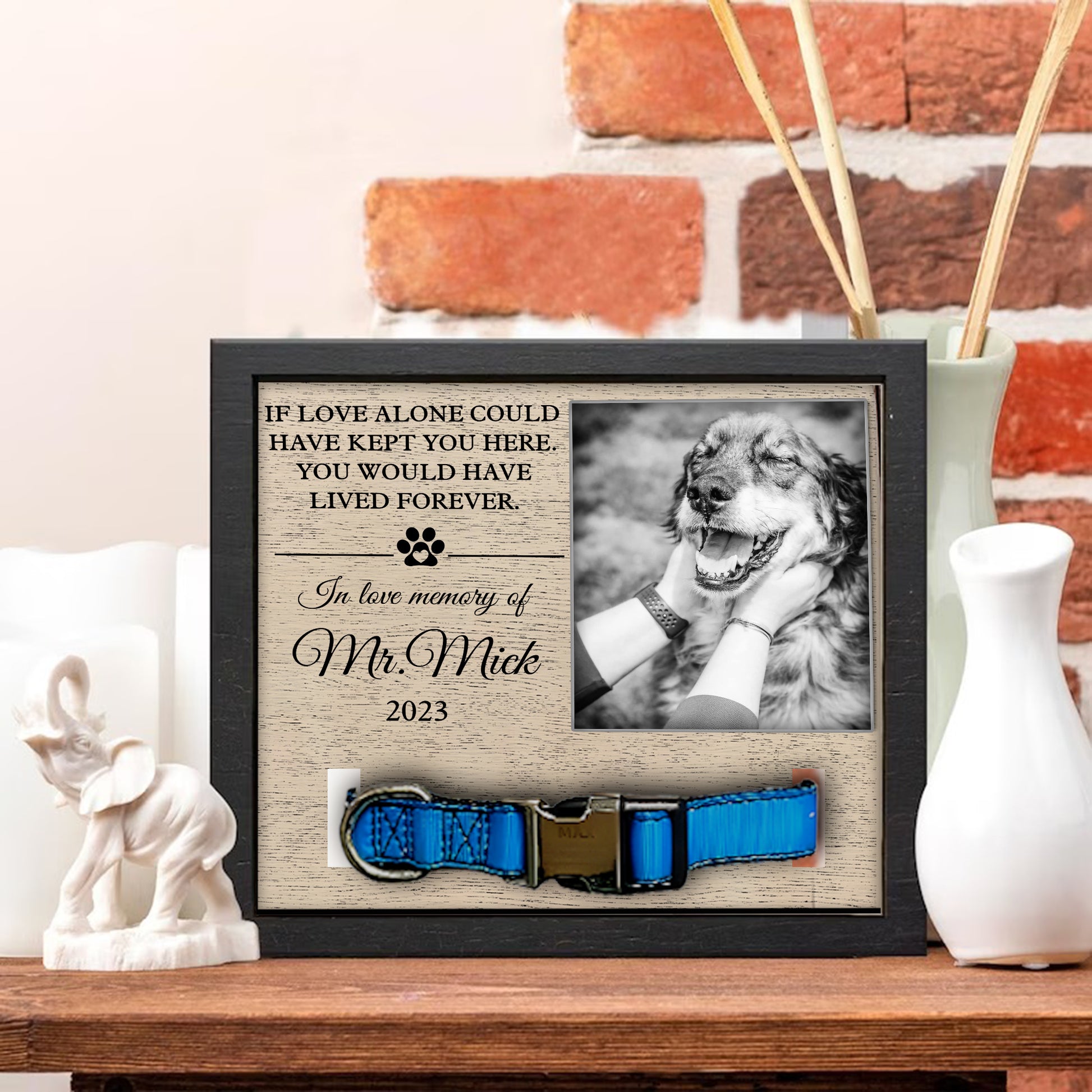 litzzy Wooden Frame with Collar Holder - A Remembrance Gift for Dogs, Offering Comfort and Support in Times of Loss Pet Picture Frame   