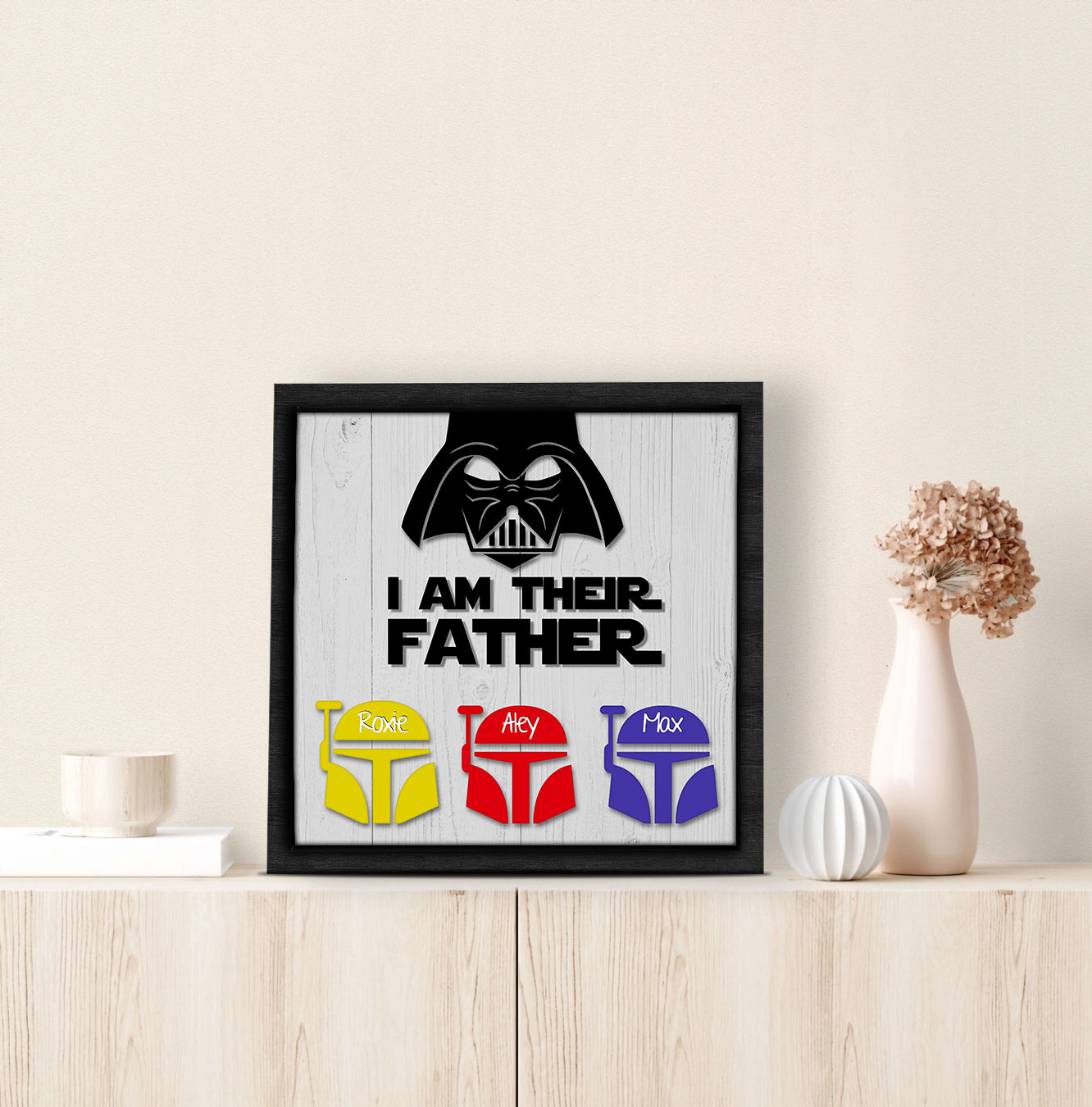 litzzy Personalized Lightsaber Gift I Am Their Father Sign, Fathers Day Gift, Dad Gift, Gift For father's day Version 2 Custom Wooden Sign   