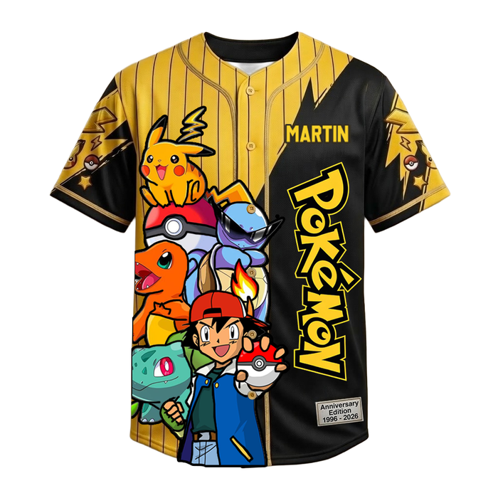 PoMo Celebrate 30 Years Of Catching Them All - Personalized Baseball Jersey For Kids, Adult - Anniversary Gift For Movie Fans HH01