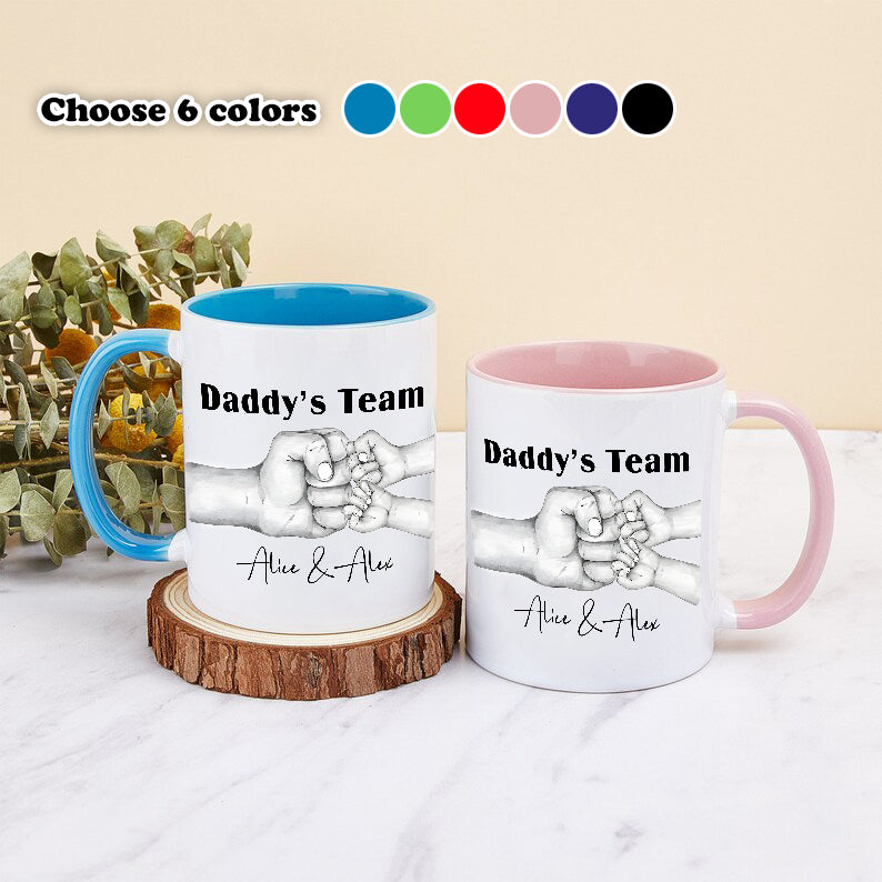litzzy Personalized  Daddy Child Fist Bump Fathers Day Accent Mug, Custom Dad Mug Coffee Grandpa Funny Cute Mug Mug   
