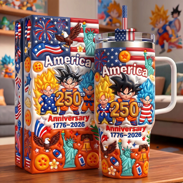 DrBa 250th Anniversary With 40 Years Power Warrior - Personalized Tumbler With Handle - Independence Gift For Movie Fans