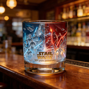 Stwa Galaxy Star 50th Anniversary - Personalized Whiskey Glass - Gift For Movie Fans HH01