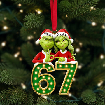 Grch Green Monster Six Seven Meme - Personalized Acrylic Ornament - Christmas Gift For Couple HH01