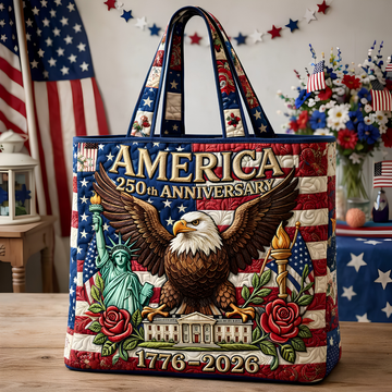 CT6060518 America 250th Anniversary Eagle Honor - Quilted Tote Bag - Patriotic Gift For Her