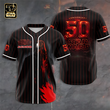 Stwa 50th Anniversary With Red Evil Captian - Personalized Baseball Jersey - Gift For Dad, Movie Fans