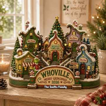Grch Green Monster Merry Grinchmas Custom Name Christmas Gift For Family - Personalized Wooden Block HH01