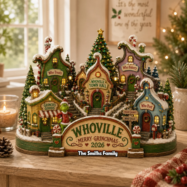 Grch Green Monster Merry Grinchmas Custom Name Christmas Gift For Family - Personalized Wooden Block HH01