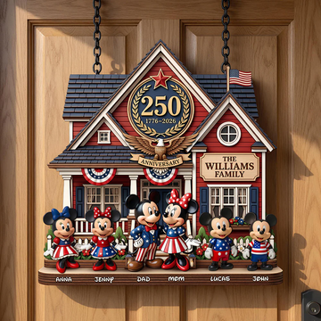 MkMo Magic Mouse Celebrate 250 Years Of America's Freedom - Personalized Custom Shaped Wood Sign - Gift For Family, Patriots BA01
