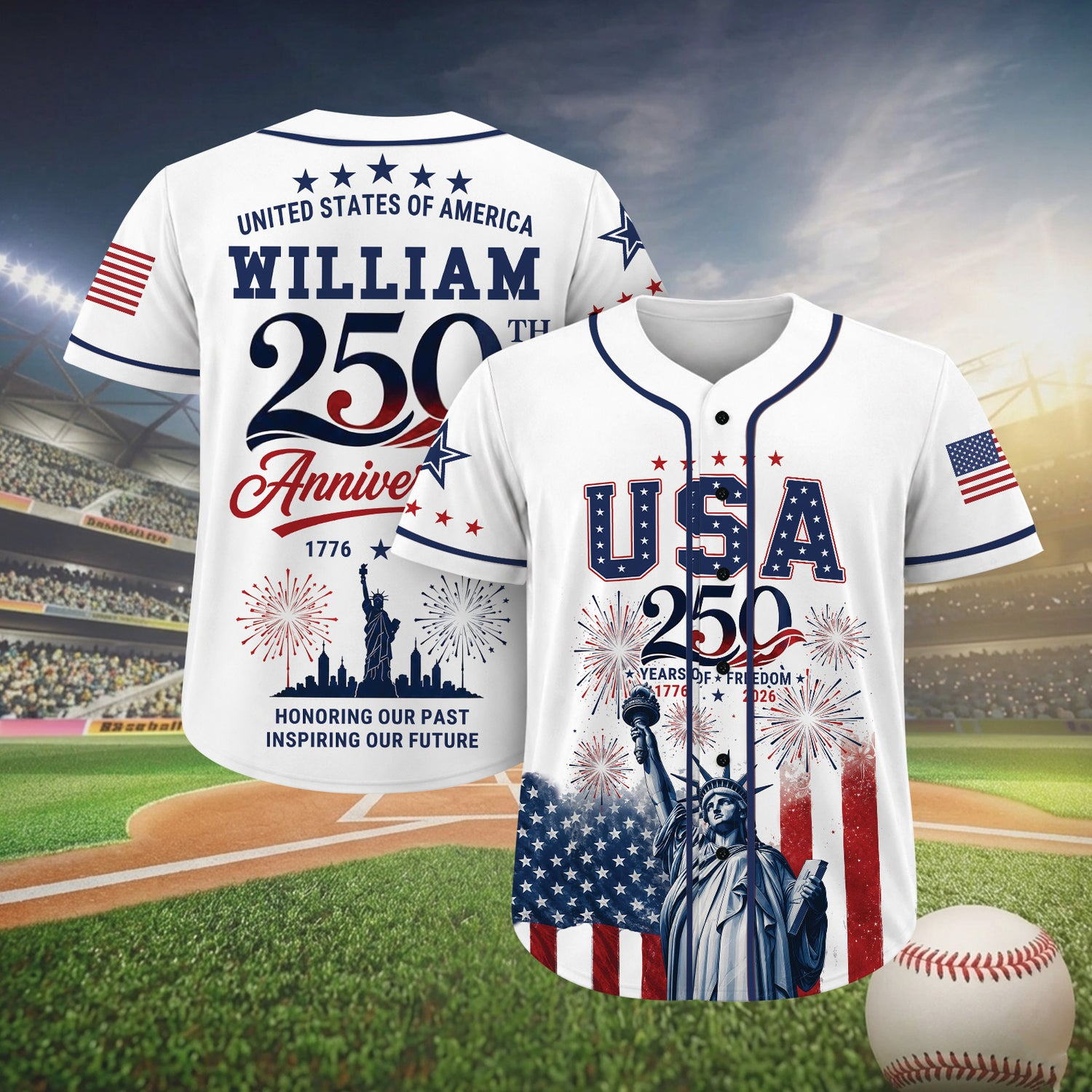 Inspiring Our Future US 250th Anniversary - Personalized Baseball Jersey - Gift For Patriots