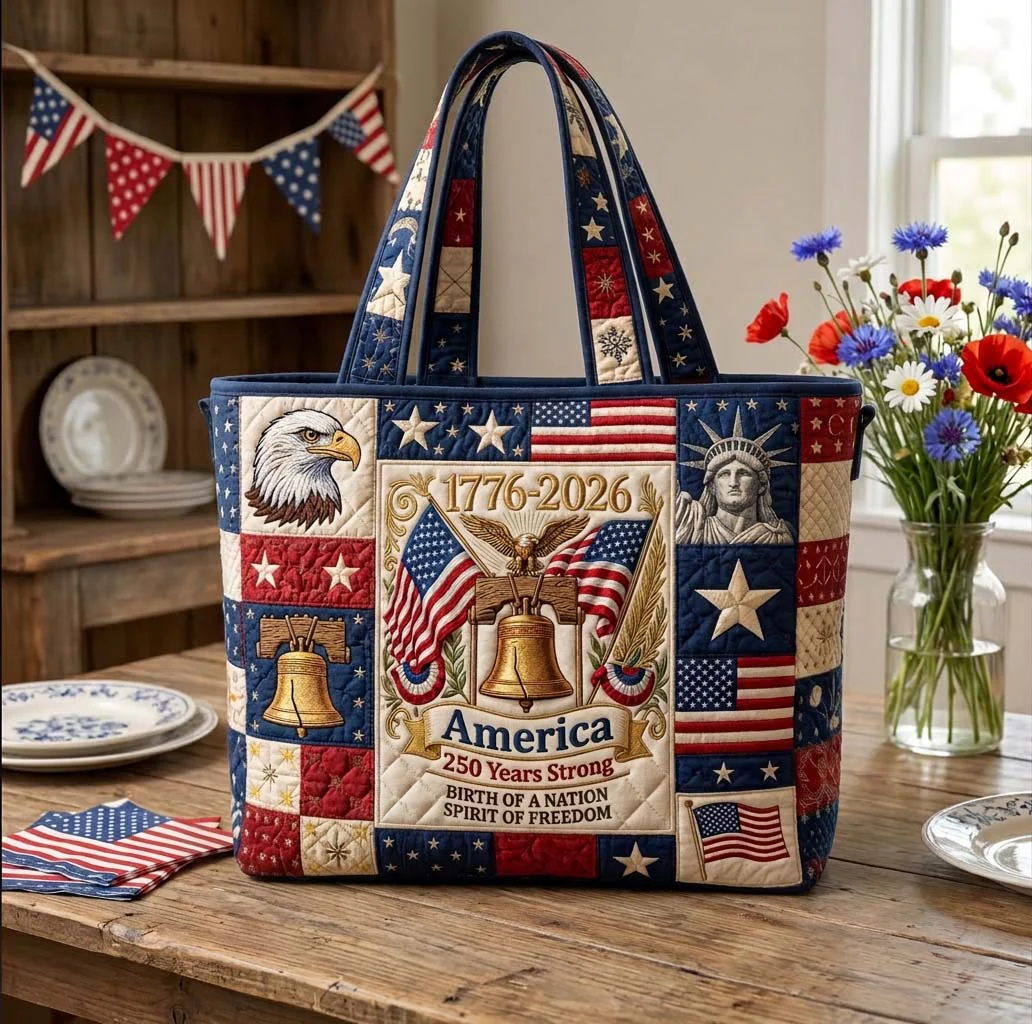 America 250 Years Strong 1776-2026 - Quilted Tote Bag - Patriotic Gift For Her - image 6