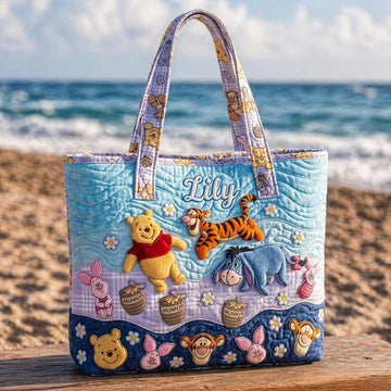 Honey Bear And Friends Play On The Beach - Personalized Quilted Tote Bag - Gift For Movie Fans - DSNY