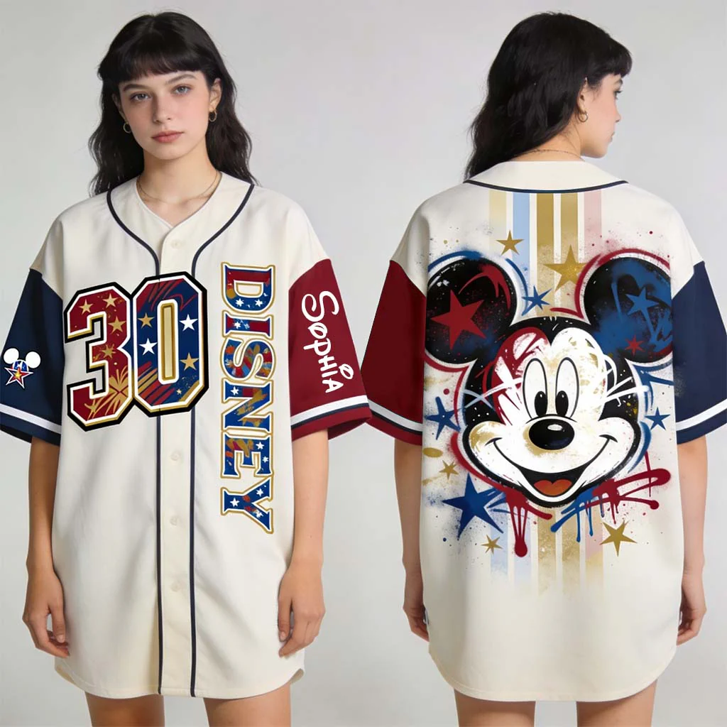 MkMo Magic Mouse USA 250th Anniversary - Personalized Baseball Jersey For Kid, Adult - Gift For Movie Fans, Patriots HH01