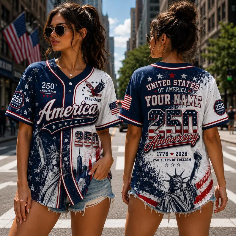 Celebrate 250 Years Of America Freedom - Personalized Baseball Jersey - Gift For Patriots