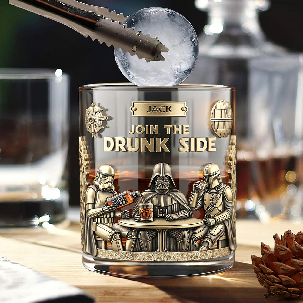 Stwa Join The Drunk Side - Personalized Whiskey Glass - Christmas Gift For Drinkers HH01