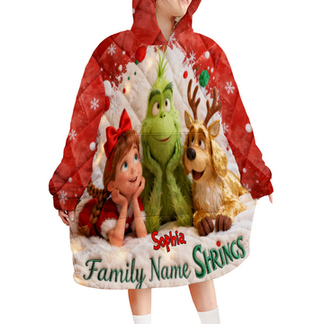 Grch Green Monster The Most Beautiful Time Of The Year - Personalized Blanket Hoodie - Christmas Gift HH01