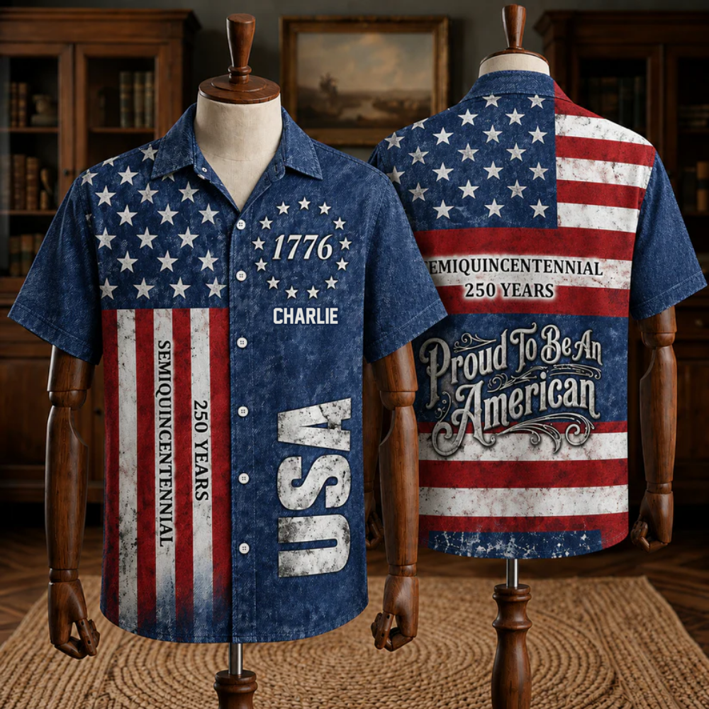 Proud To Be An American 1776 USA 250 Years - Personalized Hawaiian Shirt - Gift For Family