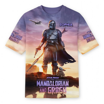 Stwa Galactic Tracker And The Child - Personalized All Over Shirt - Gift For Movie Fans HH01