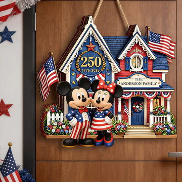 MkMo Magic Mouse Celebrate 250 Years Of America - Personalized Wood Sign - Gift For Movie Fans, Patriots