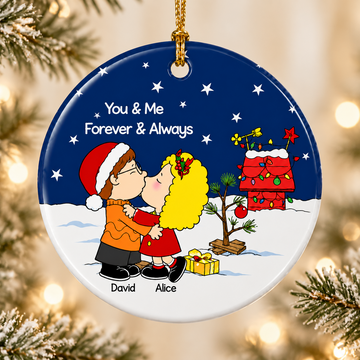 Penu Kissing Christmas Tree Gifts For Couple - Personalized Ceramic Ornament