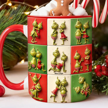Grch Green Monster Naughty Couple - Personalized Accent Mug - Christmas Gift HH01