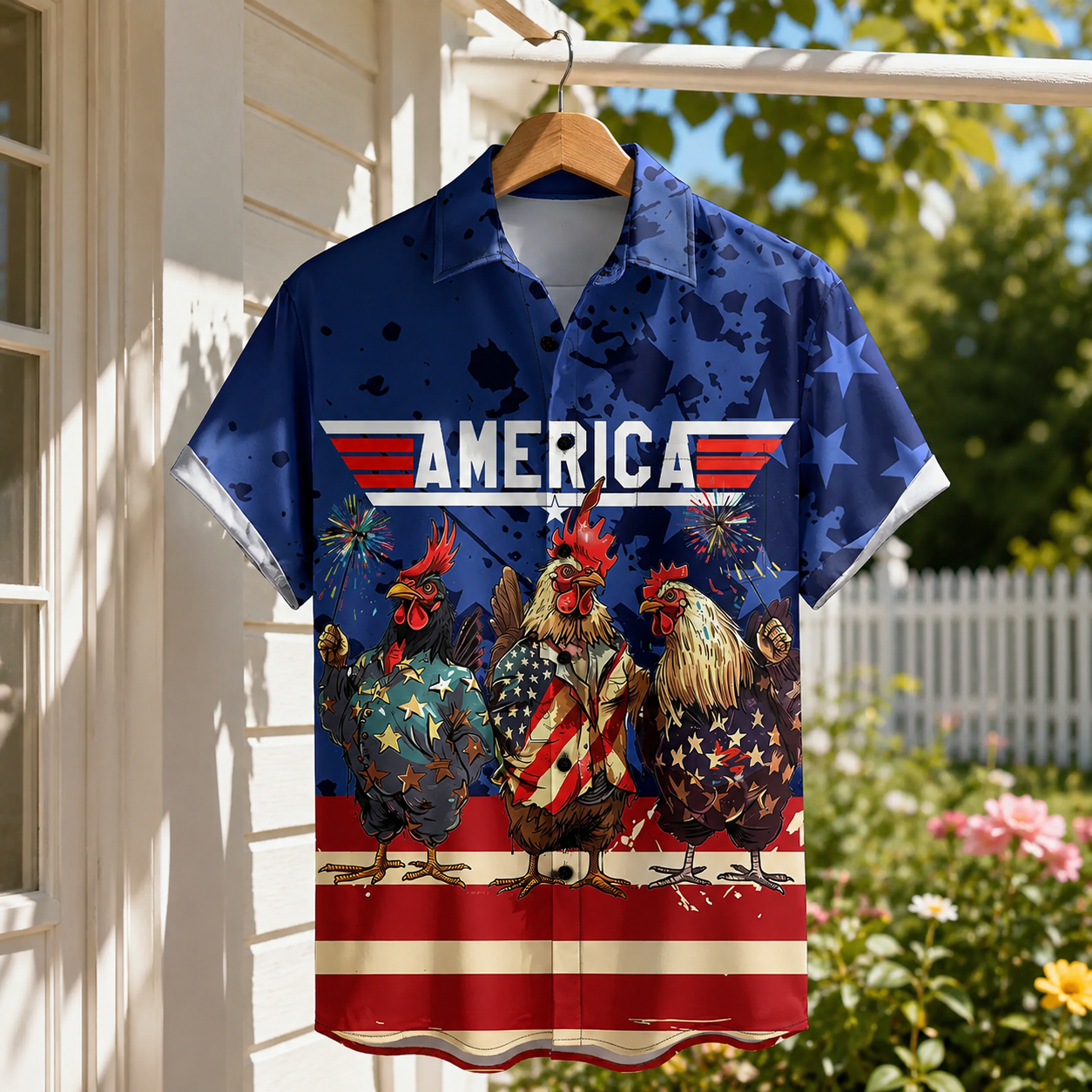 Fighter Pilot Rooster Chicken - Personalized Hawaiian Shirt - Gift For Him