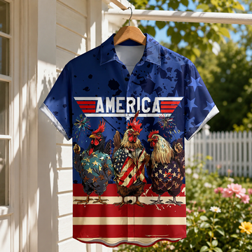 Fighter Pilot Rooster Chicken - Personalized Hawaiian Shirt - Gift For Him