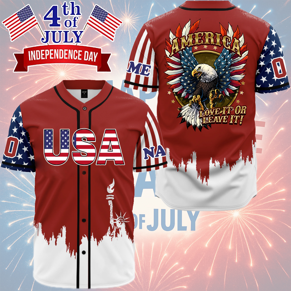 America Love It Or Leave It Bald Eagle - Personalized Baseball Jersey - Gift For Patriots