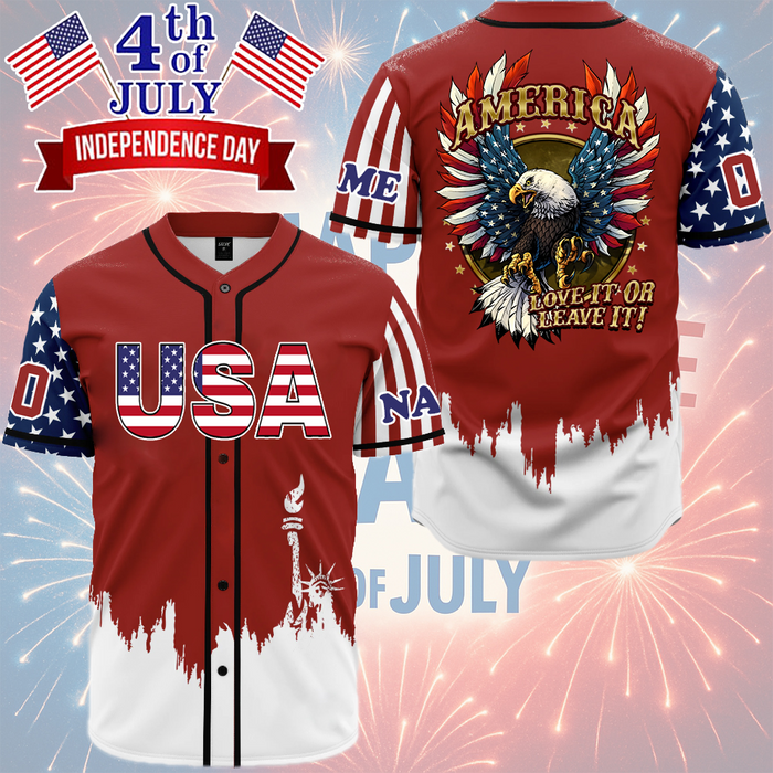 America Love It Or Leave It Bald Eagle - Personalized Baseball Jersey - Gift For Patriots
