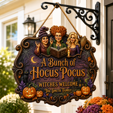 A Bunch Of Classic Witch Trio Halloween Gift For Family, Witch Lovers - Personalized Wood Sign TN0909261634