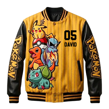 PoMo Celebrate 30 Years Of Catching Them All Custom Name Anniversary Gift - Personalized Varsity Jacket For Adult And Kid -TN1609260224