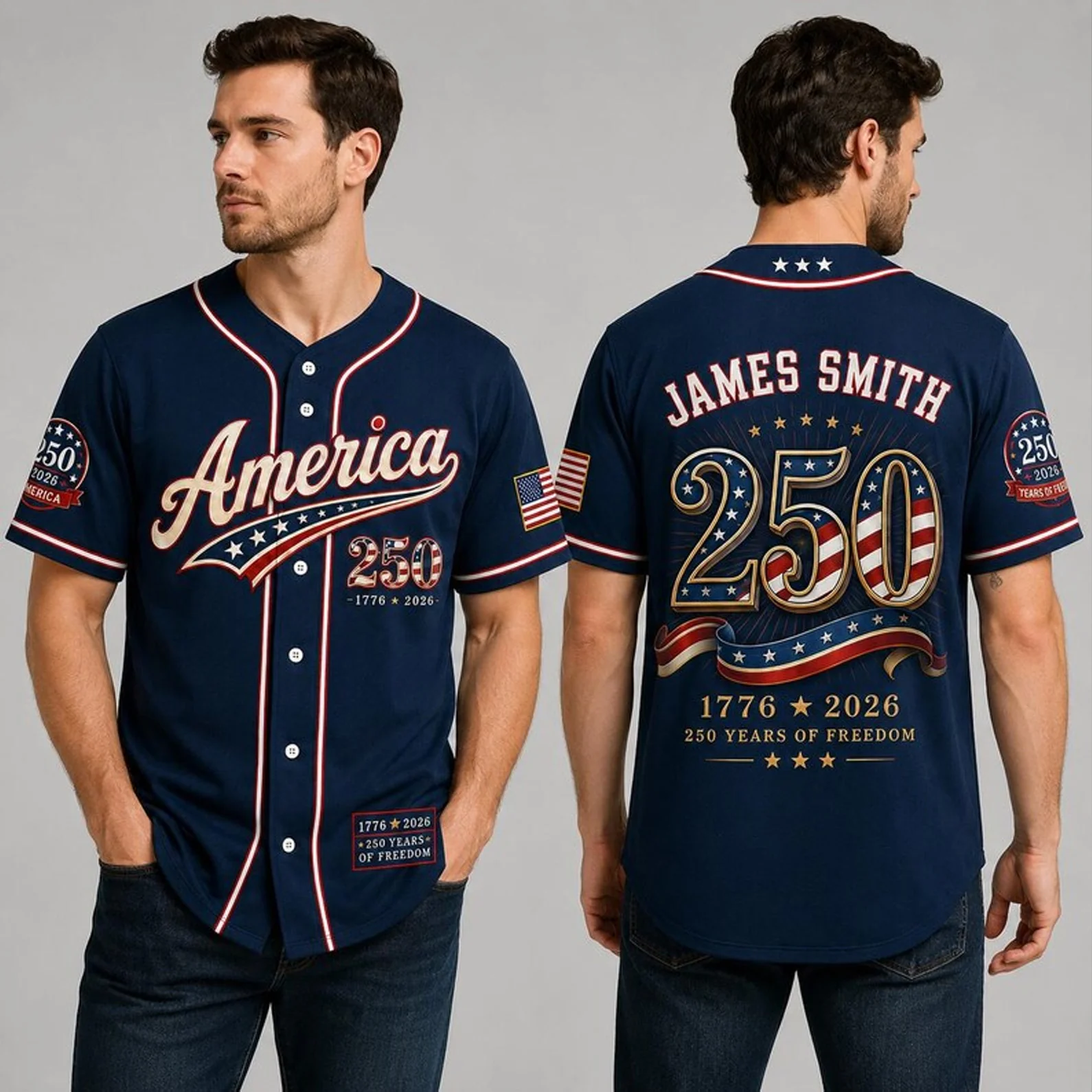 America 250 Years Of Freedom Anniversary - Personalized Baseball Jersey - Gift For Patriots