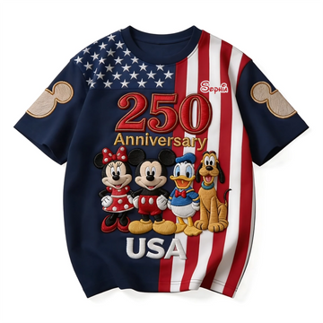 MkMo 250th Anniversary With Funny Friends - Personalized All Over Shirt - Independence Gift For Movie Fans