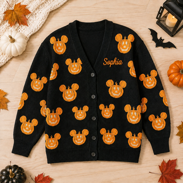 MkMo Magic Mouse  Spooky Season Pumpkin Halloween - Personalized Cardigan-TN0109262156