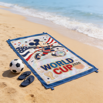 Summer Vacation With Magical Football Player - Personalized Beach Towel - Vacation Gift For Football Fans - MkMo