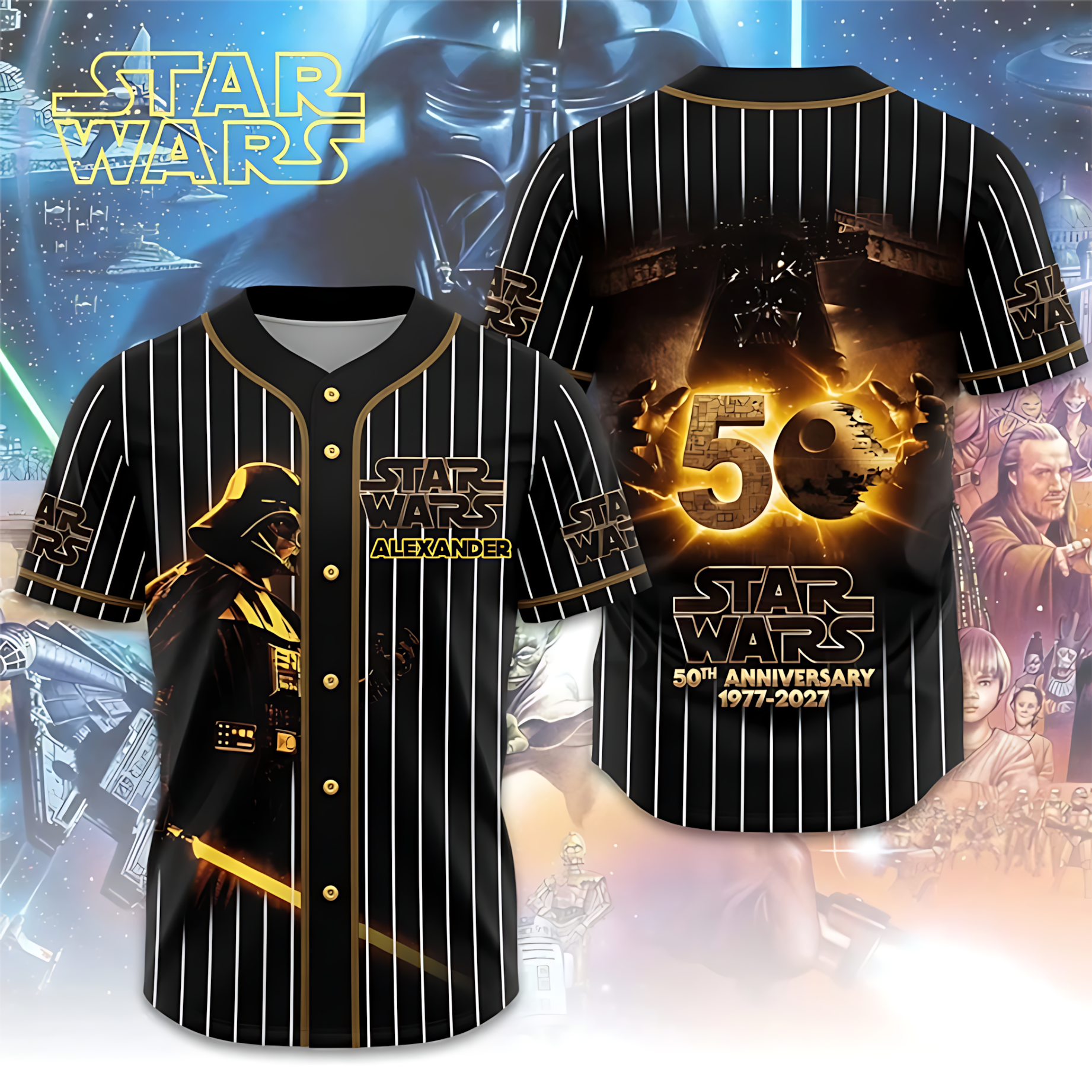 Stwa 50th Anniversary Golden Dark Captain - Personalized Baseball Jersey - Gift For Movie Fans