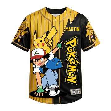 PoMo Celebrate 30 Years Of Catching Them All - Personalized Baseball Jersey For Kids, Adult - Anniversary Gift For Movie Fans BA01