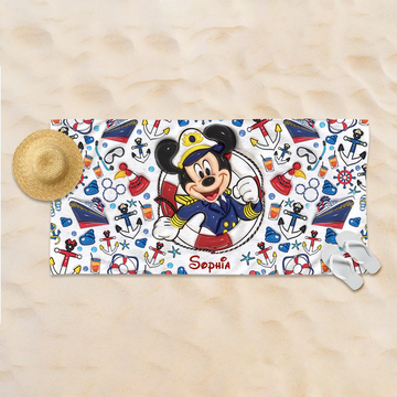 Summer Vacation With Magical Mouse Cruiser - Personalized Beach Towel - Vacation Gift For Movie Fans - MkMo