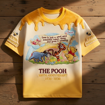 DSNY Honey Bear Celebrate Our 100th Anniversary Love Is Just A Word - Personalized All Over Shirt - Gift For Movie Fans HH01