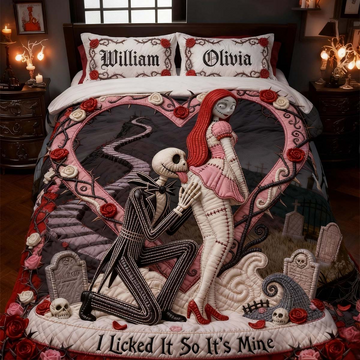 Spooky Funny Naughty I Licked It So It's Mine TNBC halloween Gift For Couple - Personalized Quilted Bedding Set-TN1609260544