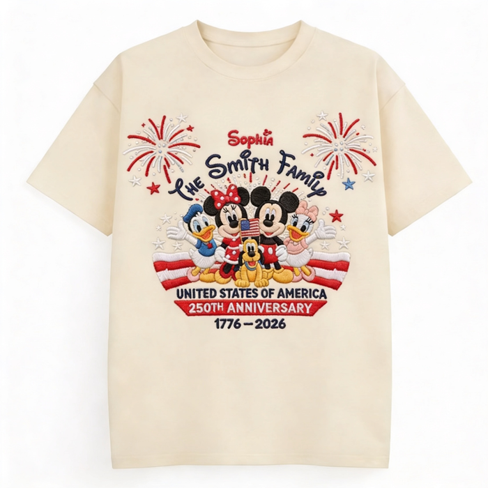 MkMo 250th Anniversary With Funny Family - Personalized All Over Shirt - Independence Gift For Movie Fans