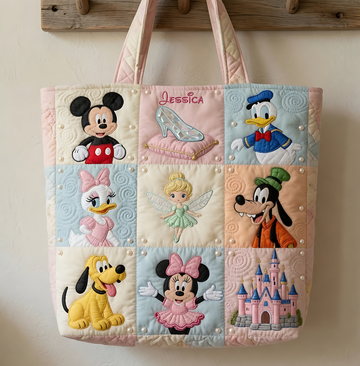 Fairy Beauty With Magical Friends - Personalized Quilted Tote Bag - Gift For Movie Fans - MkMo