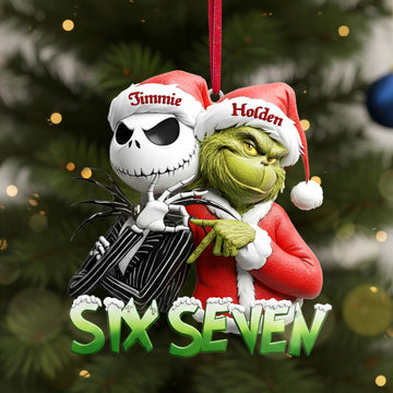 Nibc Grch Green Monster x Spooky Six Seven Meme - Personalized Acrylic Ornament - Christmas Gift For Friend, Besties HH01