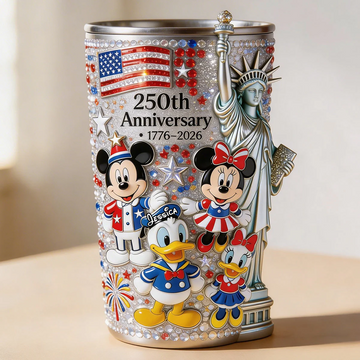 MkMo 250th Anniversary With Cute Characters - Personalized Tumbler - Independence Day For Movie Fans